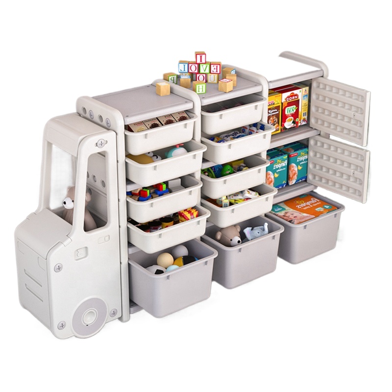 Boombuy Children's Car Shaped Toy Storage Cabinet Colorful And Spacious Kids Room Organizer