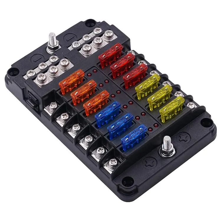 Blade Fuse Box with led Fuses Block Holder Manufacturer Standard 6/8/10/12 Way Mini Circuit Auto Fuse Box