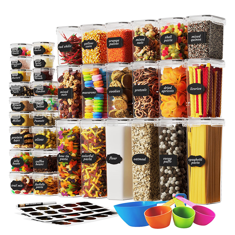 Airtight Kitchen Organizers Dry Food Plastic Storage Container Sets for Home Organizer