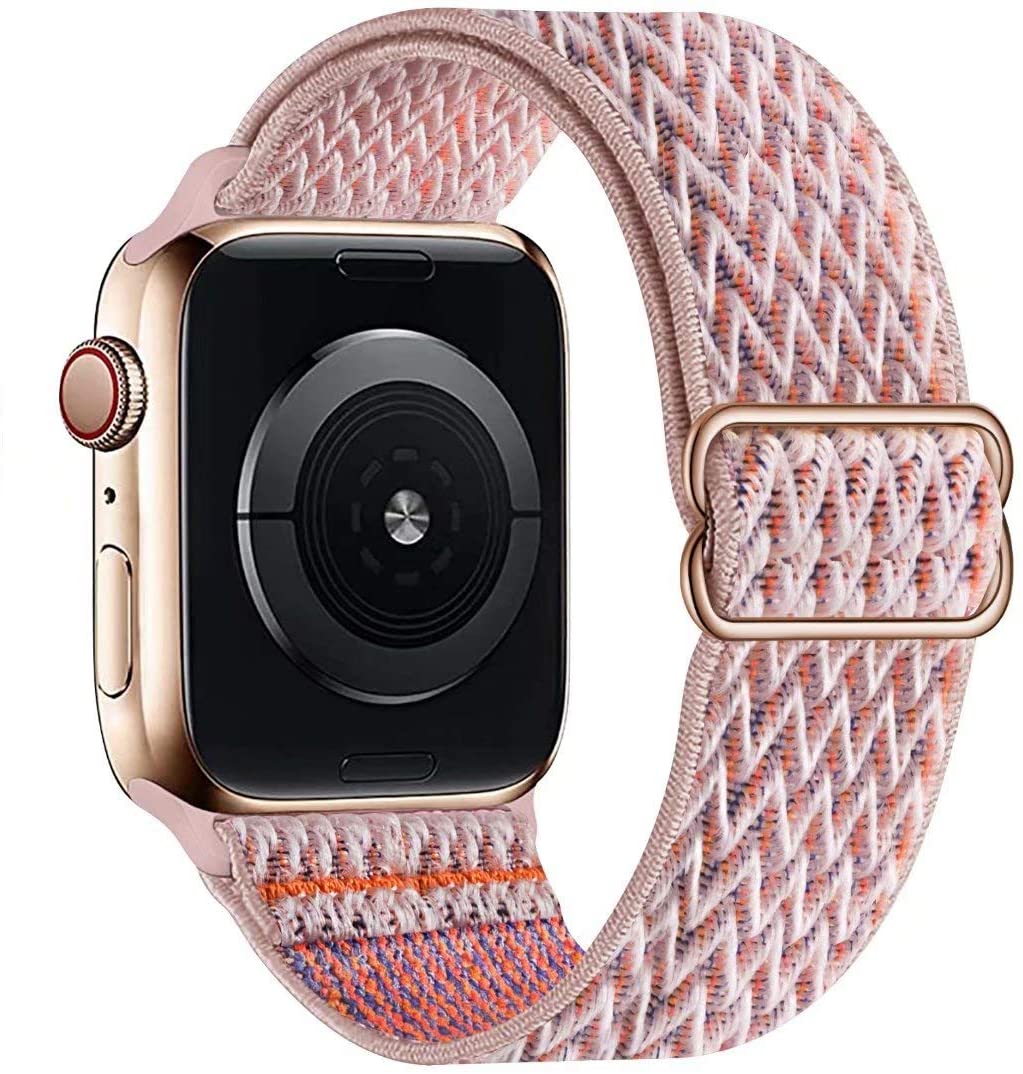 Эластичный нейлоновый ремешок для Apple Watch 40 мм 44 мм, регулируемый эластичный спортивный ремешок для мужчин и женщин