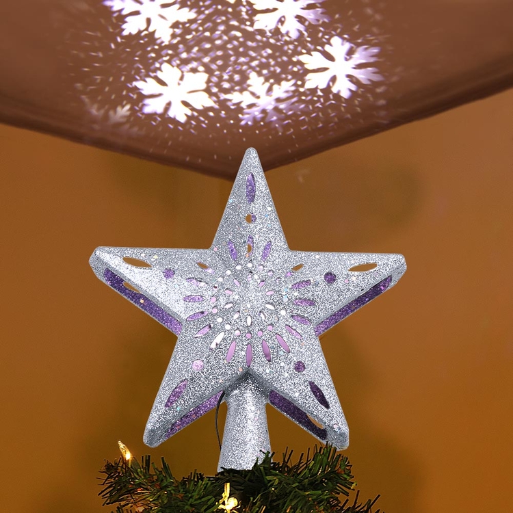 3D Tree Topper Amazon Best Seller Glitter LED Light Tree Topper Projector for Christmas Decoration