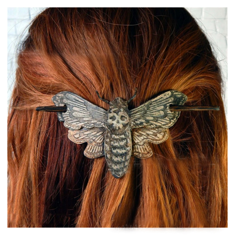 Death Moth Skull Hair Pin Halloween Vintage Decoration Hairpin