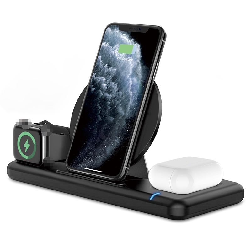 Беспроводное зарядное устройство Qi, 15 Вт, 3 в 1, подставка для iPhone 12, 11, XS, XR, X, 8, зарядная док-станция для iwatch 5, зарядка