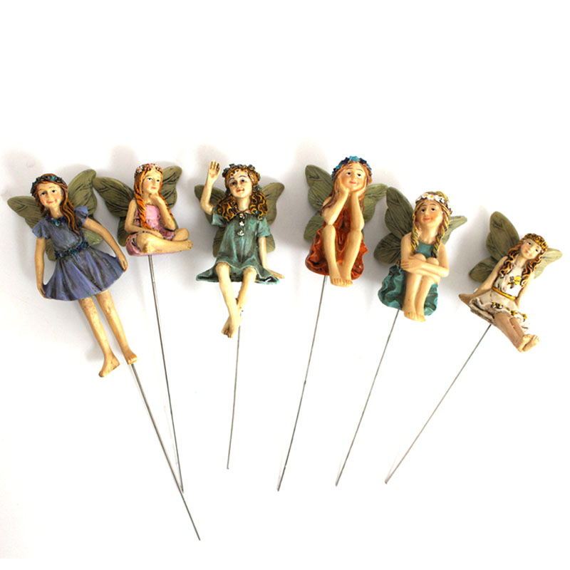 6 Pieces Fairy Garden Accessories Miniature Fairies & Fairy Swing Set with Squirrel & Mushrooms Fairy Garden Supplies