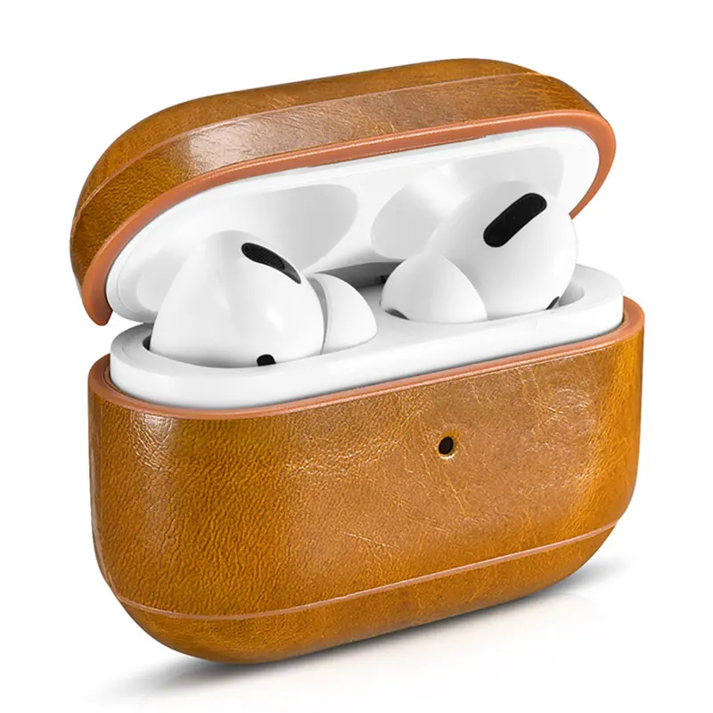 2020 New Arrivals Airpods Case Earphones Real Leather Protective Cover Charging Headphones Case For Apple Airpods pro