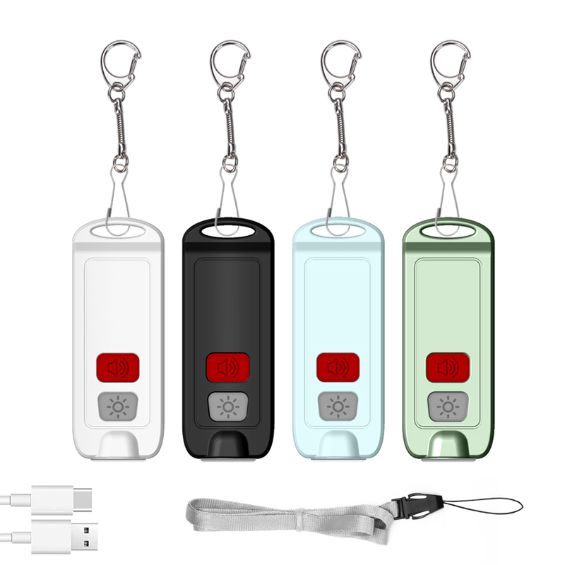 ДБ брелок для самообороны, мини USB Перезаряжаемый аварийный фонарик, брелок для личной сигнализации со светодиодной подсветкой для женщин