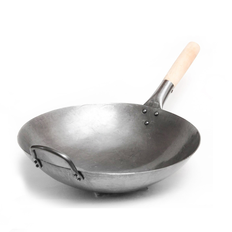 2020 Hot Sale Chinese Traditional Handmade Woks Big Non-stick Pan Non-rusting Carbon Steel Cooking Wok Pan