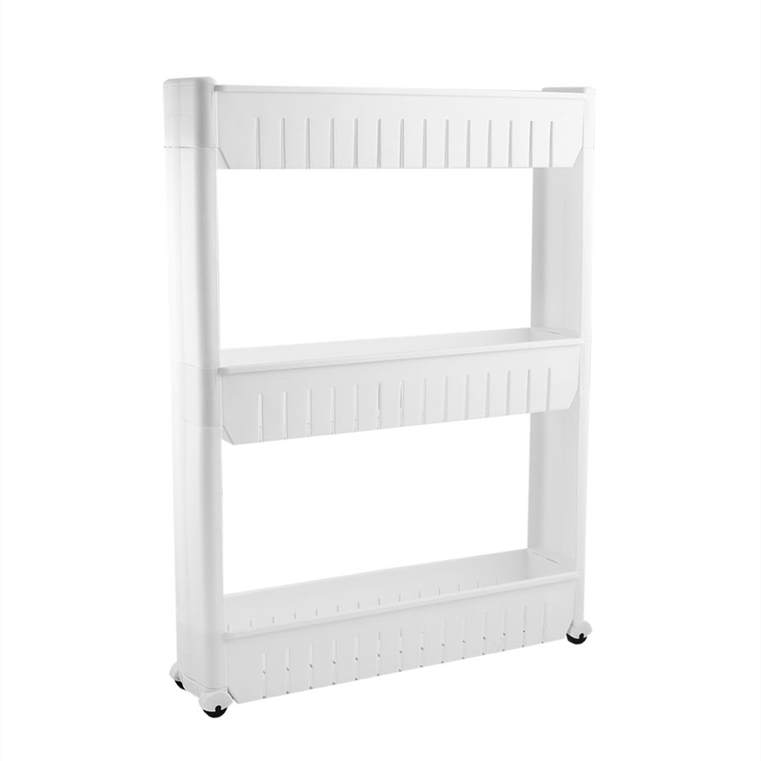 Amazon hot sale 3 levels slide out kitchen storage 3 tiers organizer kitchen pantry storage plastic storage rack with wheels