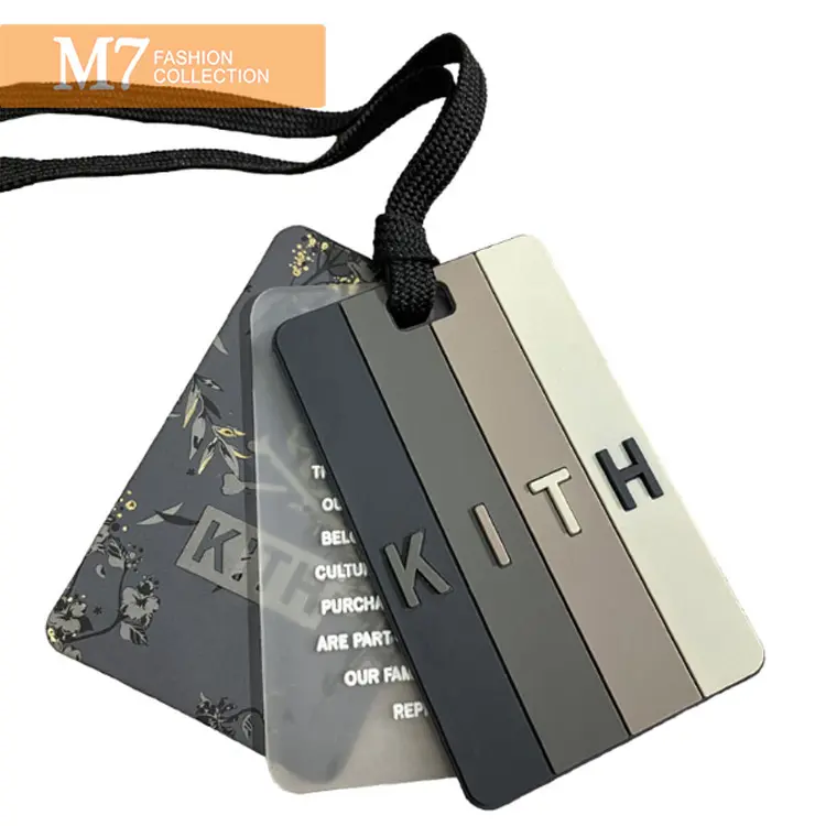 DP130 High Quality Custom Color Silicone Hanging Tag With Strings Printed Logo Label Accessories Clothing Hang Tags
