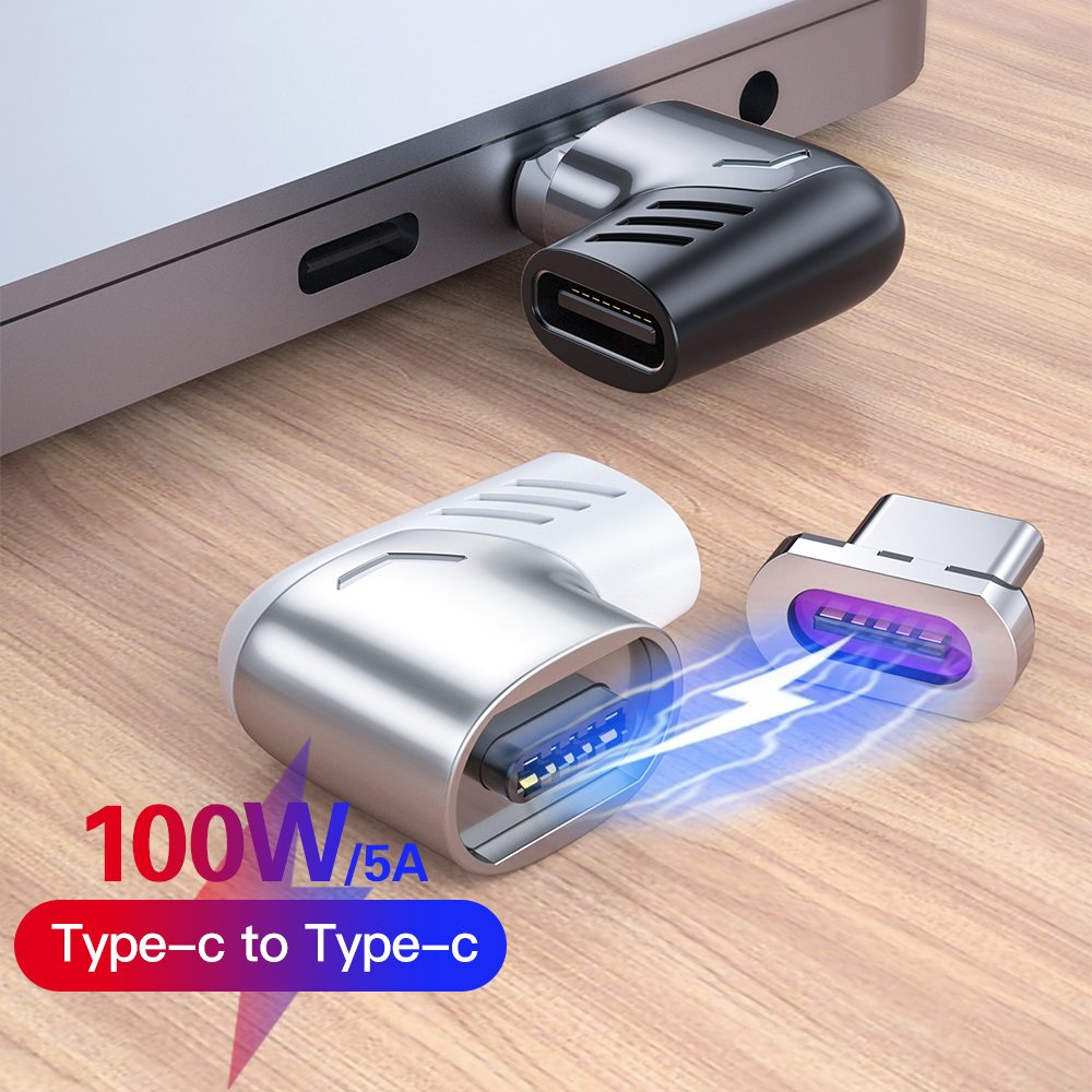 Магнитный адаптер 100 Вт USB C штекер Type C на Type-C Магнитный конвертер для Xiaomi Mi 9 Redmi Note 10 Быстрая зарядка Кабельный разъем