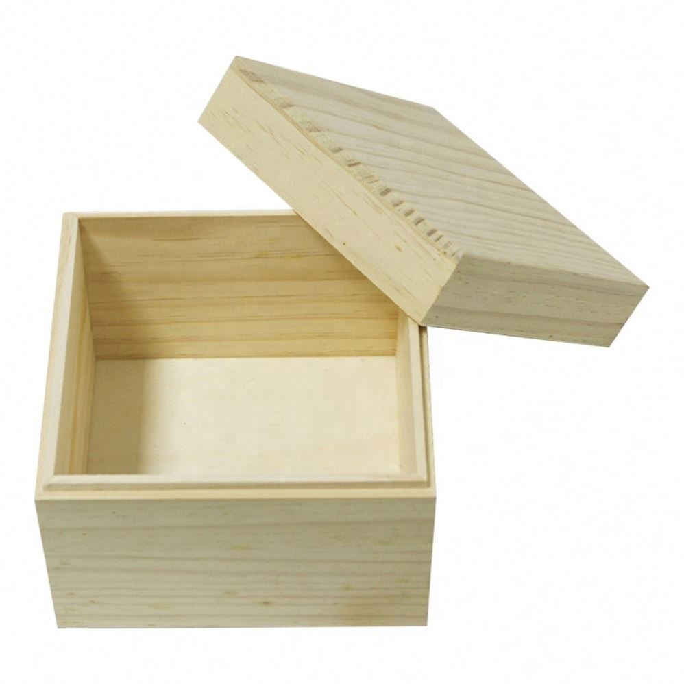 Wholesale luxury unfinished small rectangular square antique gift custom logo bamboo wooden box with various size
