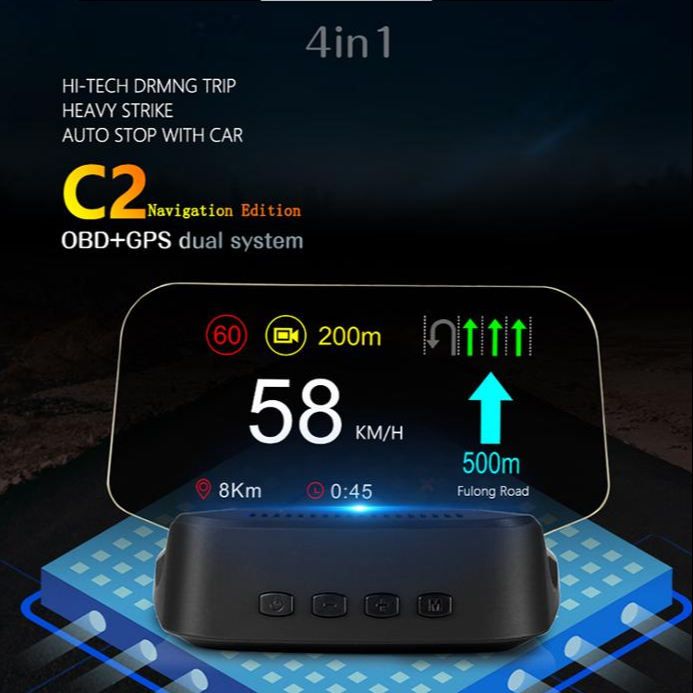 Горячая Распродажа! Автомобиль hud Дисплей C2-BT автомобиля OBD2 + GPS навигация Авто диагностический инструмент Plug and Play