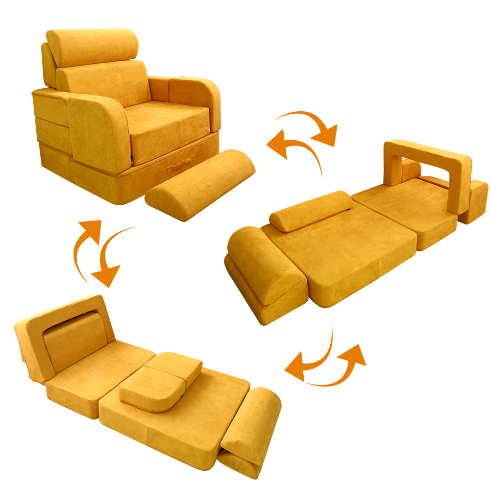 2021 New Arrival Resilent and breathable High-Density Foam Nugget Couch 9pcs Foldable Kids Couch