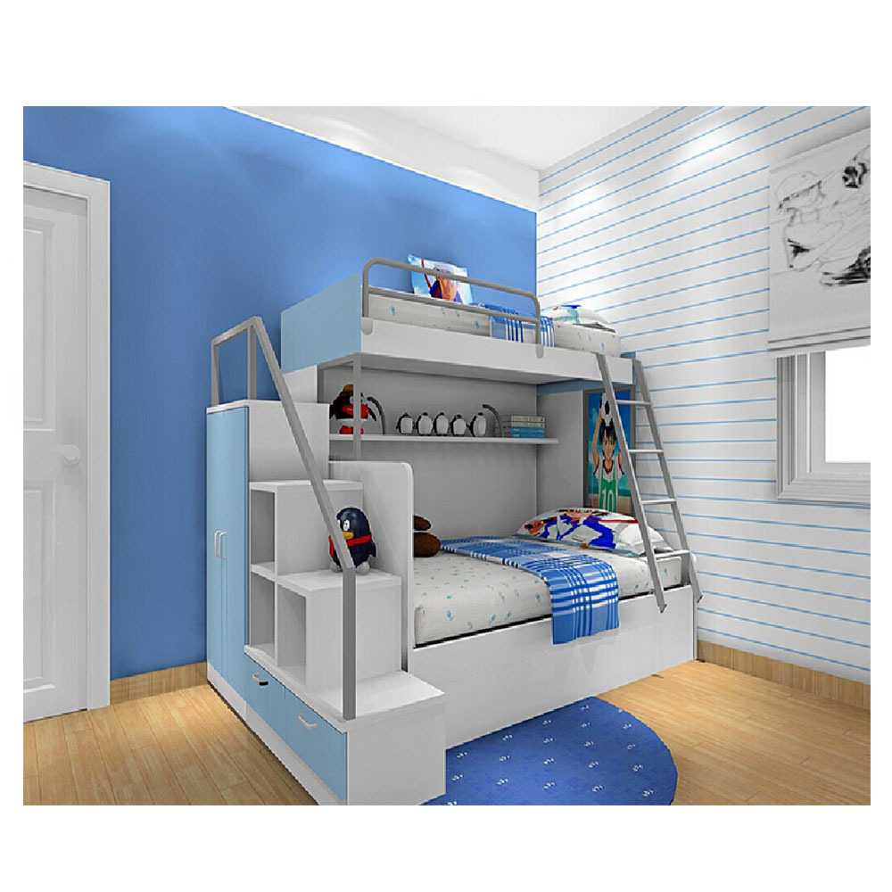 Home Furniture Bed Set Frame Double Decker Children Cot Bed with Wardrobe