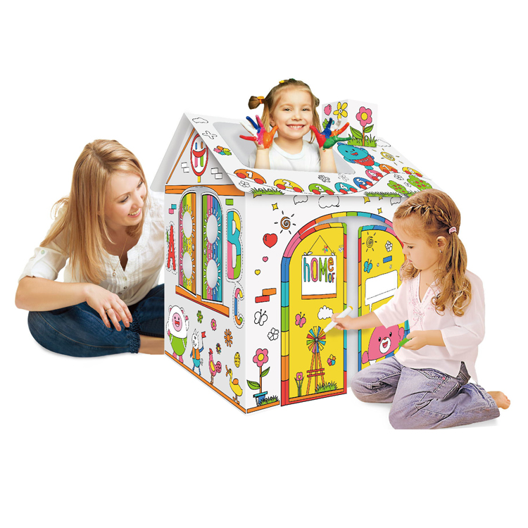 Creative diy doodle house shape painting set toy
