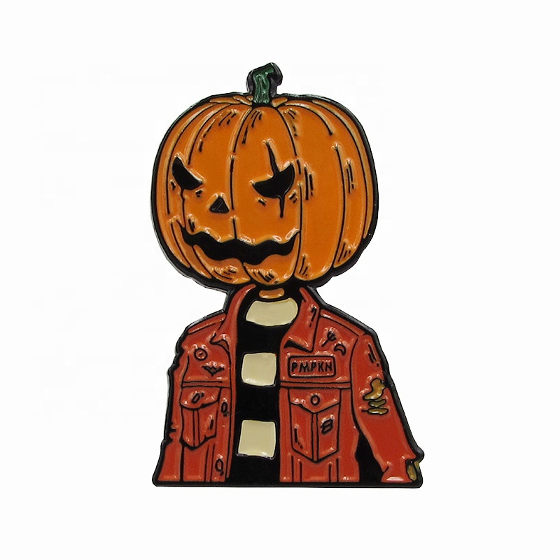 Custom kwaii shape strange Halloween pumpkin gift red and orange black nickel soft enamel Lapel Pin