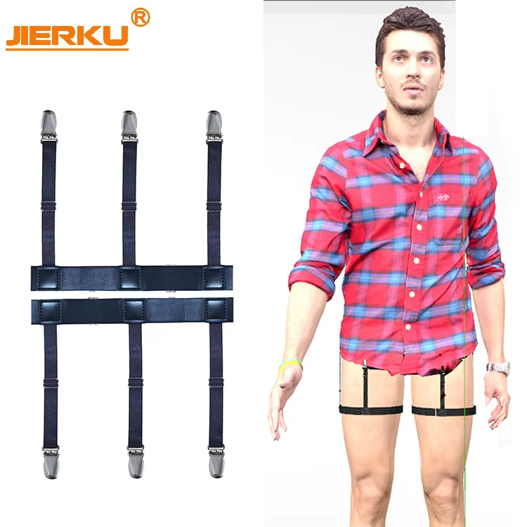 Factory Wholesale Adjustable Elastic Garter Belt for Men Custom Size High Configuration Metal Clip Made Genuine Leather Nylon PU