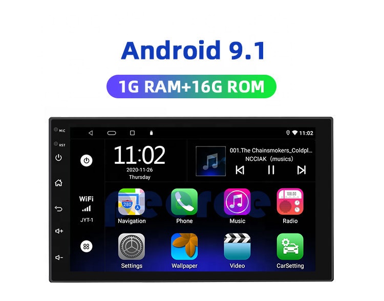 Универсальная система Android 9,1, 7 дюймов, 2 Din, Автомобильный плеер, GPS-навигация с Wi-Fi, Автомобильное видео