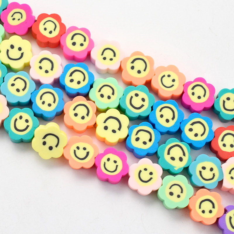 Мягкие керамические бусины Smile Sun flower, бусины из полимерной глины для изготовления ювелирных изделий и детского творчества