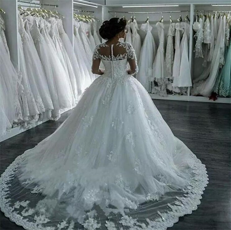 Wedding Dress Stand Collar Waist Slim Trailing Dress