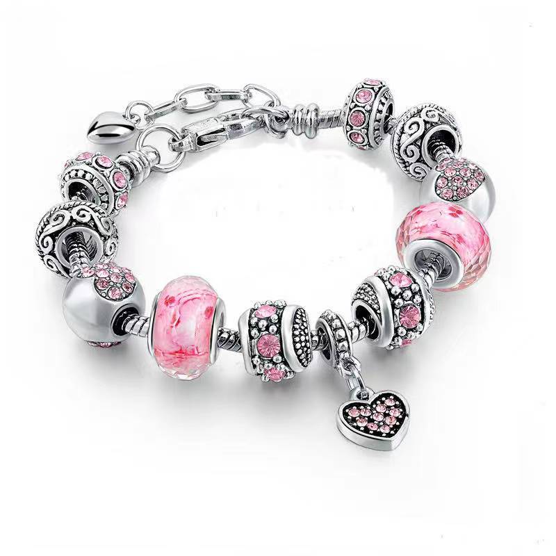 New Arrival Amazon Best Selling 18 k Gold Austrian Crystal Rhinestone Star Love Heart Charm Bracelet