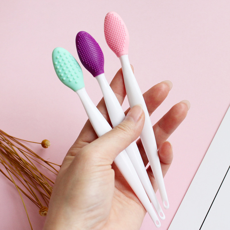 Multifunctional Double-Sided Silicone Exfoliating Lip Brush 3 In 1 Silicone Nose Blackhead Remover Cleaning Brush