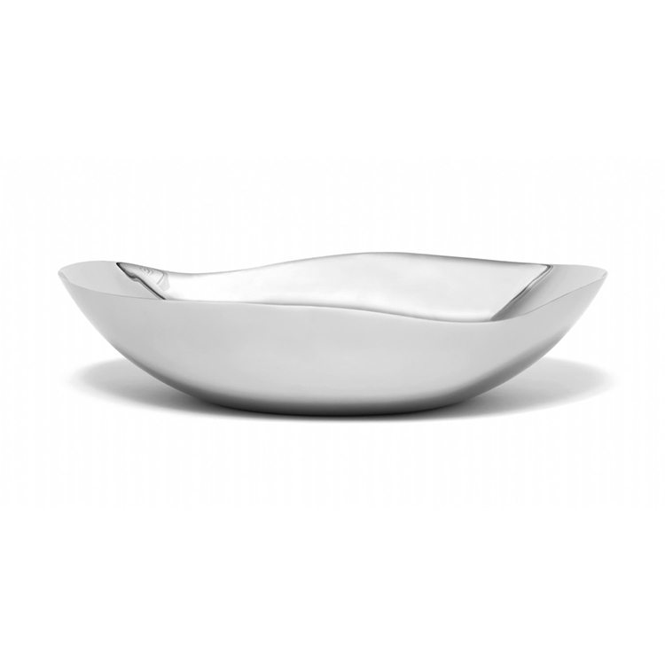 12" Mirror Polished Stainless Steel Oversize Wavy Rim Bowl