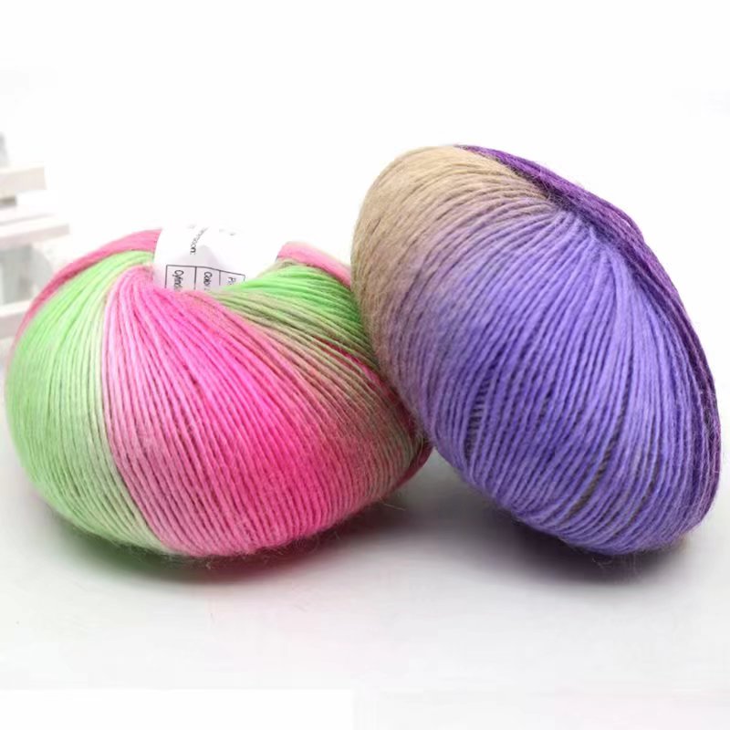 Gradient wool blended rainbow thread 60% acrylic 40% wool blended yarn for knitting sweater and scarf