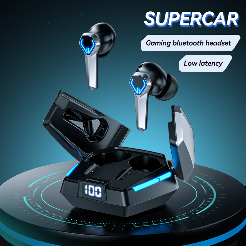 Игровые наушники с низкой задержкой, Bluetooth-гарнитура TWS, светодиодный дисплей, RGB-лампа, OEM TWS наушники