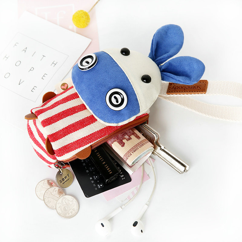 Creative Cute Cartoon Donkey Fabric Key Case Cute Car Key Case Buckle Korean Female Small Change Bag