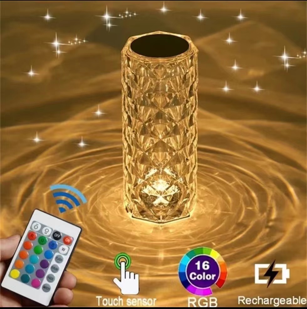 BAHE Rose Light Table Lamps Atmosphere Lampes PVC Small DC Cup De Table En Cristal Led Crystal NEW Wholesale Control 16 Color