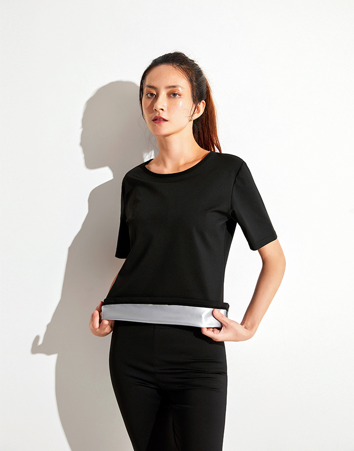 Women's Short Sleeve Sauna Suit Shirt Sweat Vest Weight Loss Body Slimming Fitness Shaper Workout Training Hot Heat Top