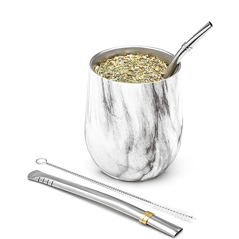 Оптовая продажа, набор стаканчиков Yerba Mate из нержавеющей стали с двойной стенкой с логотипом на заказ, 304
