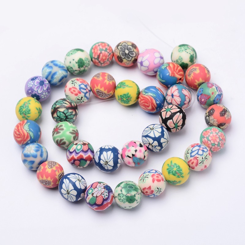 12mm Flower Round Porcelain Ceramic Polymer Clay Beads