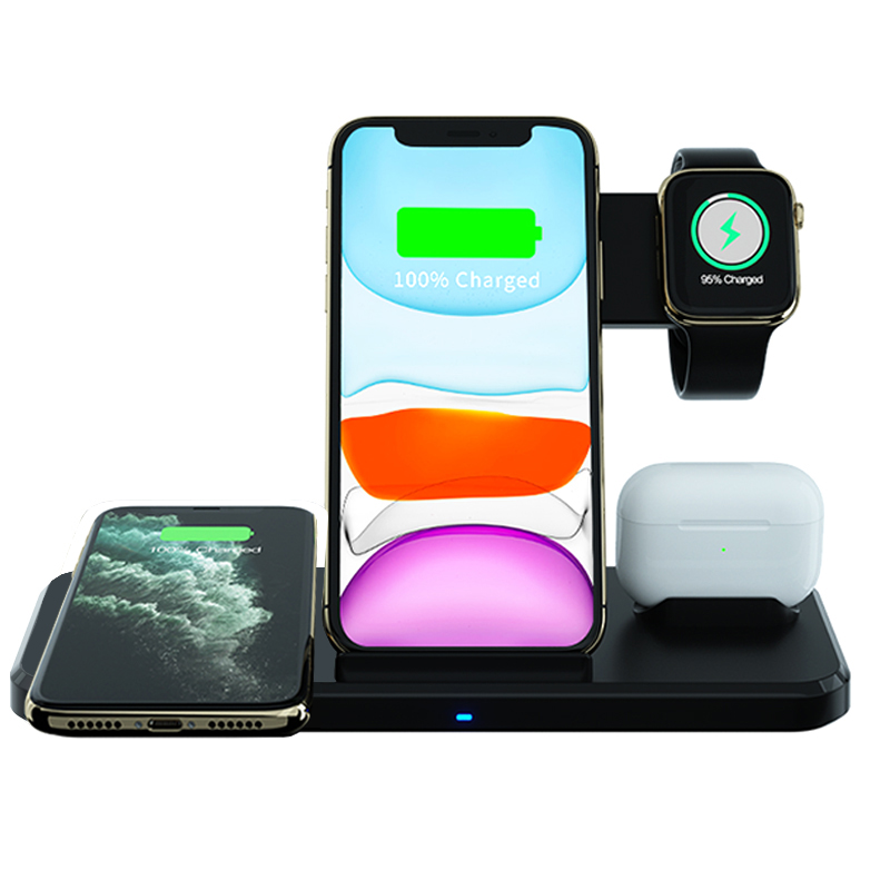 Premium 3in1 Desktop 15 W Multi Function Dual Wireless Charger Stand For iPhone and Huawei Cell Phone