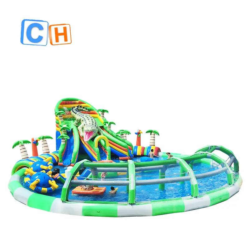 Factory price commercial Floating Inflatable Water slide with swimming pool Inflatable Water Games Aqua Park
