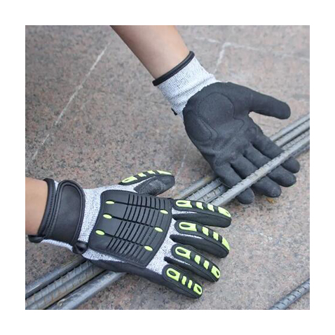NMSHIELD Level 5 Cut Resistant Nitrile Coated HPPE Knitted Work Glove TPR Anti-Impact Safety Dipping Oilfield Construction EN388