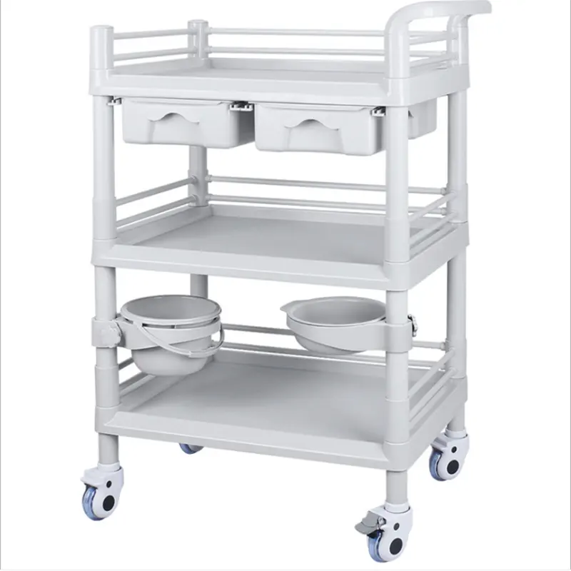 Hospital used nurse trolley drawer medical cart for sale