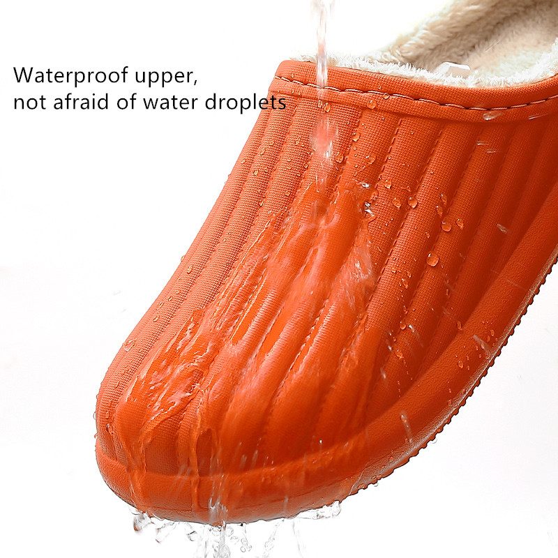 Waterproof Non-Slip Home Slippers Winter Warm Women Indoor Cotton Non-slips Ladies Soft Slippers Memory Foam Couples Shoes
