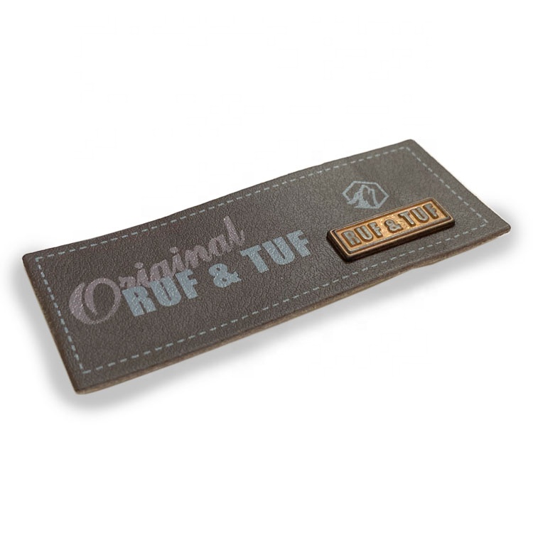 sustainable GRS report custom logo design wholesale leather patches for jeans