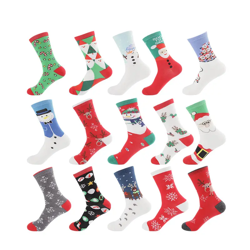High quality knit Socks Women multi designed Cartoon Gift Christmas Stockings 100% Cotton Socks