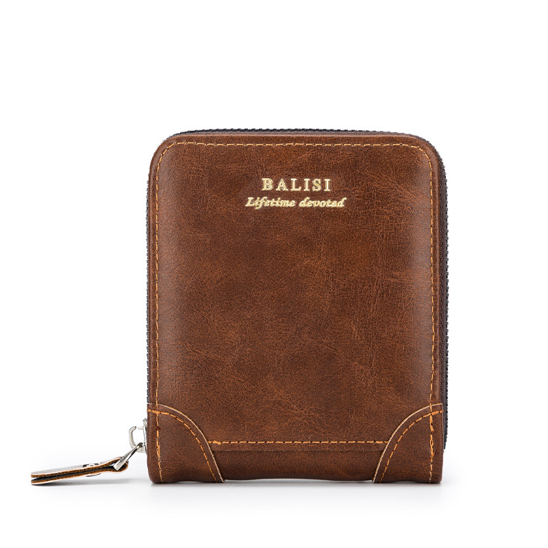 Wholesale slim PU leather minimalist business gift zipper men's wallet money purse card holder key pouch for men