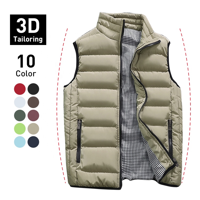 Padded Bodywarmer for hiking 2021 hot model Gilet Sleeveless Coat windproof stand collar slim fit plus size men's vests