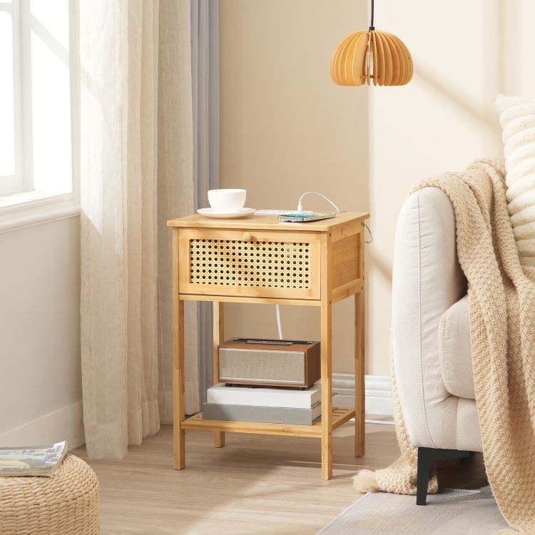 Wholesale Wood Side End Tables Wooden Lamp Accent Table Bamboo Coffee Table for Living Room Bedroom Bed