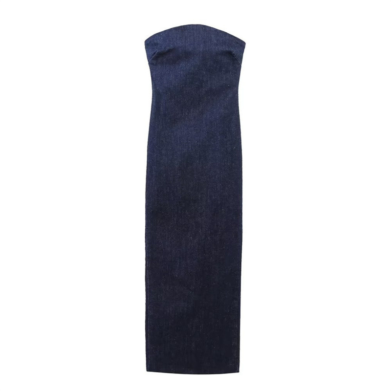 New Arrival Ladies Sexy Off The Shoulder Jeans Denim Midi Dresses For Women