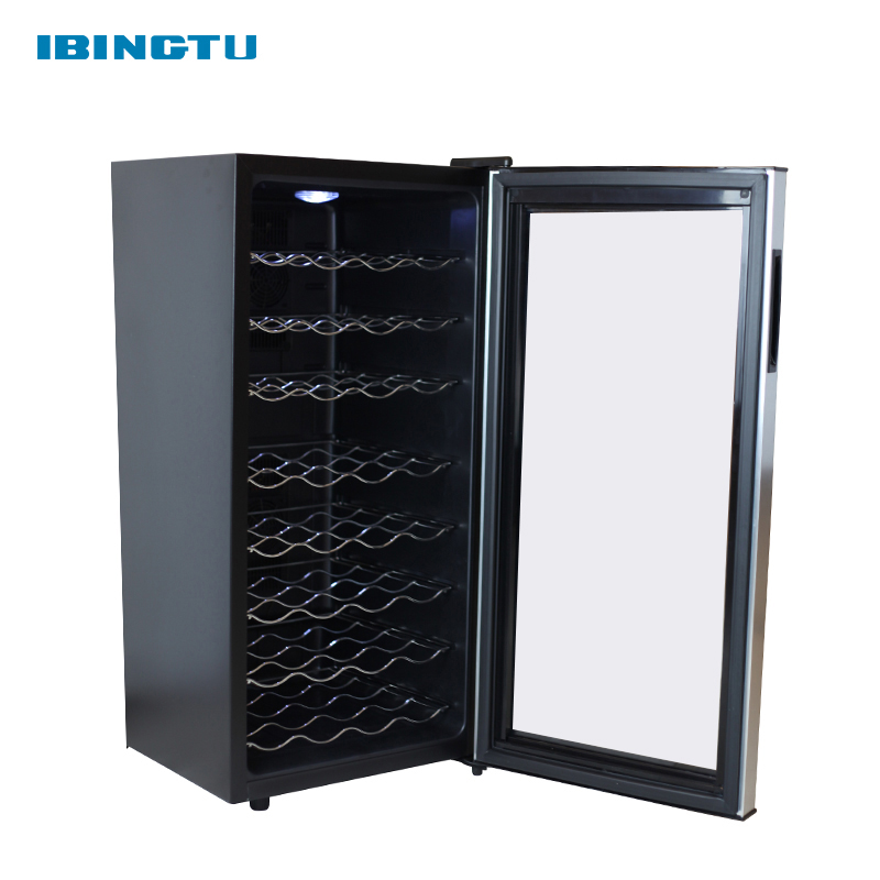 IBingtu 32 bottle small wine fridge build in 100W 78L wine refrigerator dual zone