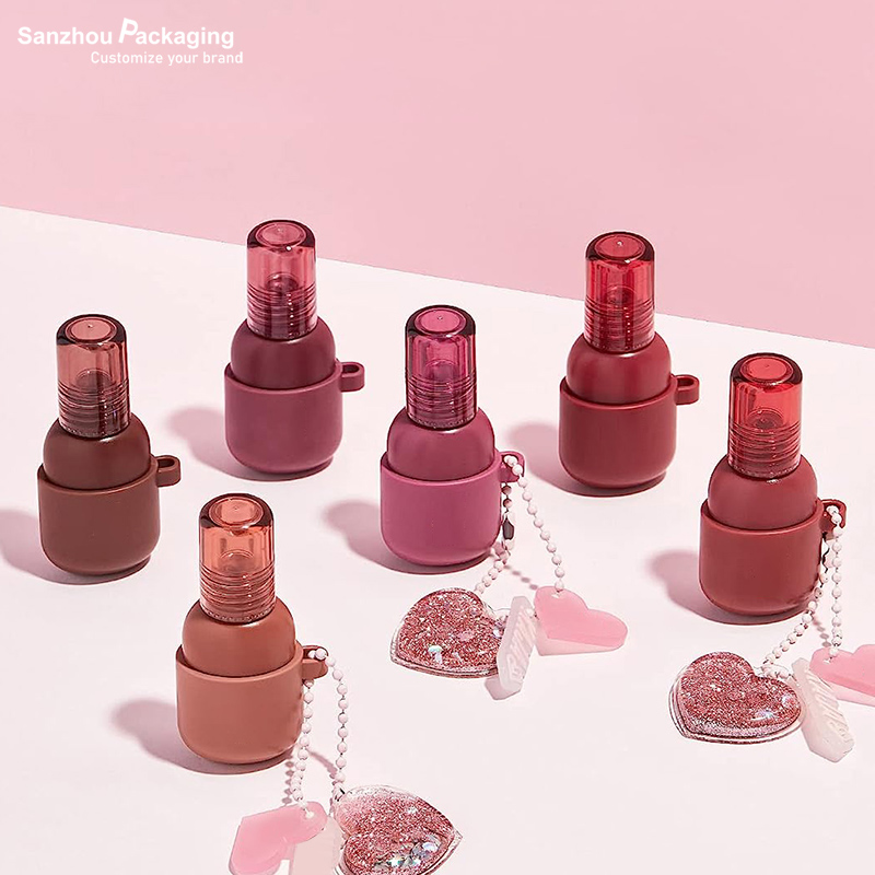 Kids Key Chain Lip gloss Tubes Handy Design Empty Mini Liptint Bottle Custom Lip Bottle Liquid Blush Packaging