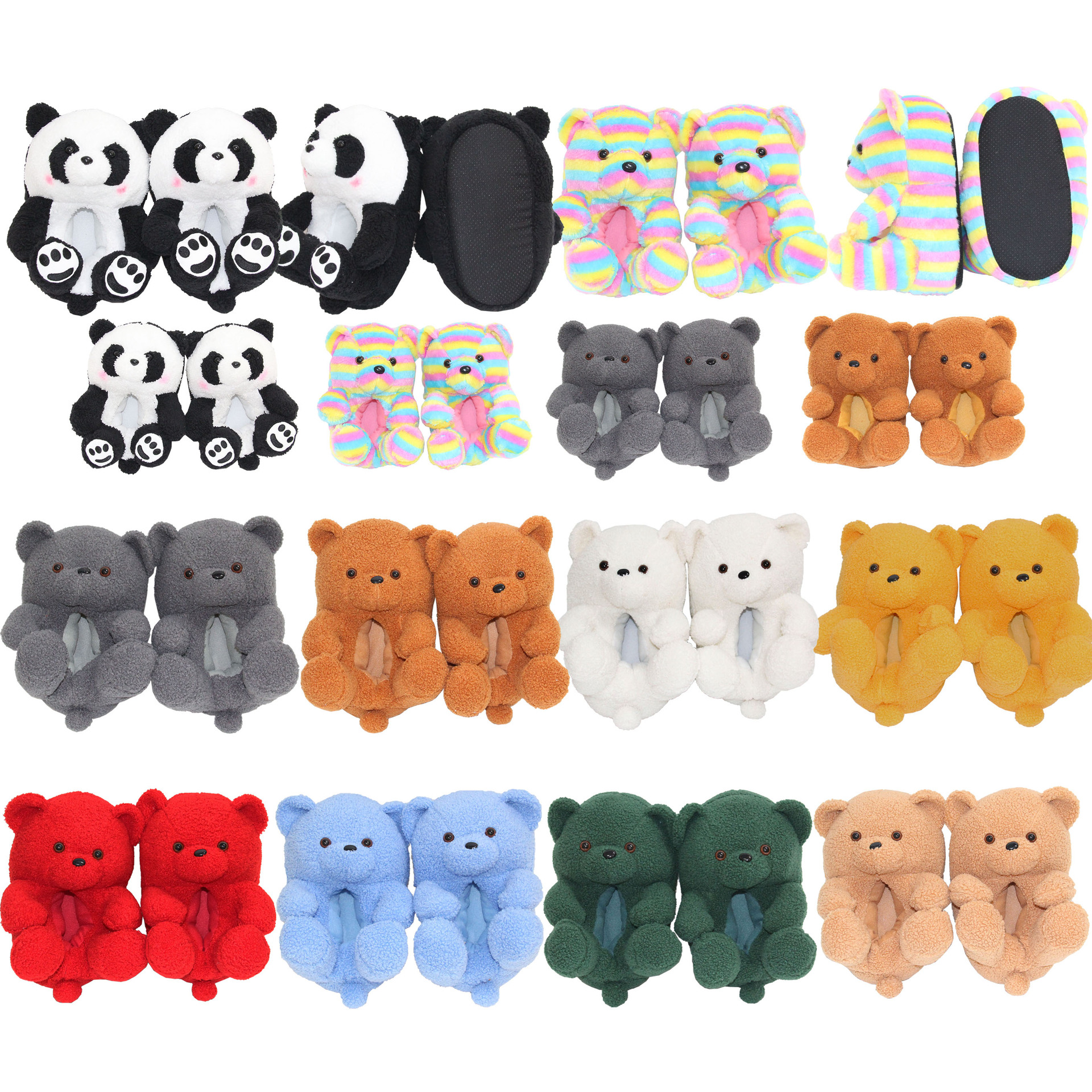 Plush Slippers Thick Cotton Warm Non-Slip Indoor Home Cute Fashion Winter Bear Children's Slippers 2021 New Wholesale