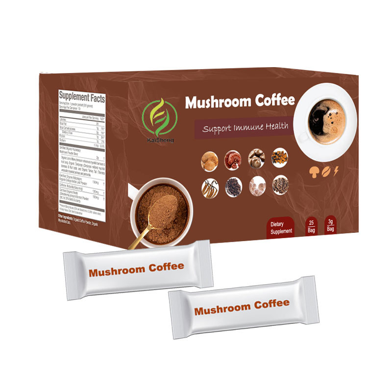 OEM ODM частная марка гриб-кофе 12 в 1 смесь органической Львиной гривы и Chaga мгновенный гриб кофейный порошок