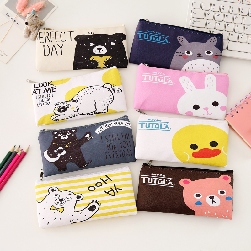 Cute leather student pencil box Stationery for Students Storage pencil bag